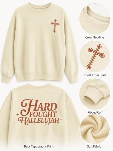 Christian Sweatshirts for Women Faith Bible Verse Religious Shirts - color: Apricot1, size: XX-Large