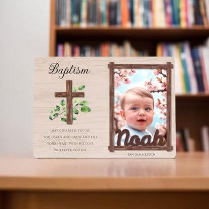 Personalized Baptism Gifts For Boys And Girls, Customized Picture Frames For Baby, Customizable First Confirmation Gifts, Personalizable Christening Wooden Picture Frames 4x6 Photo