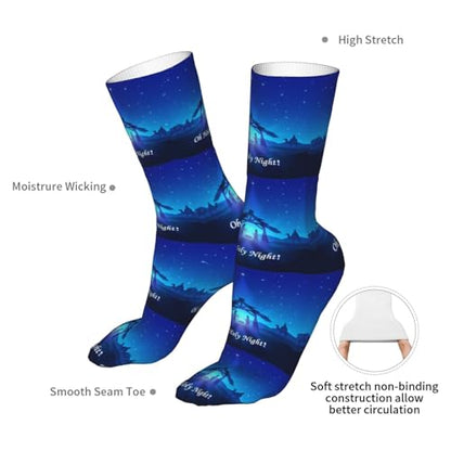 Christian Christmas Nativity Scene O Holy Night Sock Womens Short Stockings Casual Sport Crew Socks for Women Men - color: Bronze