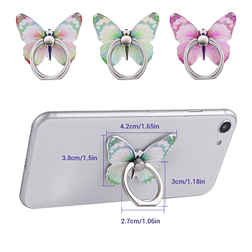 Cobee 3 Pcs Butterfly Cell Phone Ring Stand Holder, Cute Butterfly Painted