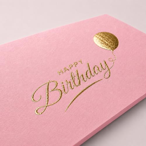 Happy Birthday Cards with Envelopes and Stickers, 24 Pack, Dusty Pink Greeting Cards with Gold Foil Balloon Design, Elegant Birthday Card Set for Friends, Family, Clients (Dusty Pink) - color: Dusty Pink