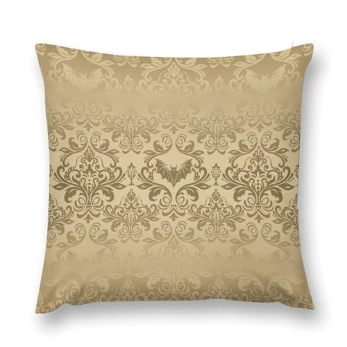 Gold Damask Floral Throw Pillow Cover Vintage Oriental Couch Sofa Pillowcases Gothic Antique Victorian Baroque Luxury Bohemia Flowers Pillows Cushion Case for Bed Chair 18x18inch - color: Damaskblack-9