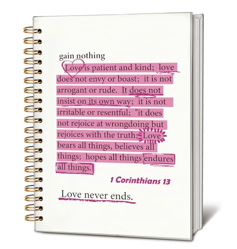 Pink Christian Notebook 1 Corinthians 13 Journal for Women - color: 1 Corinthians 13