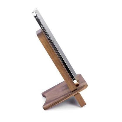 Solid Wood Phone Stand, Desktop Wooden Phone Stand, Simple Phone Holder, Compatible with All Phones (Walnut Wood) - color: Walnut wood