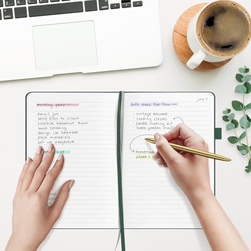 &And Per Se Lined Hardcover Notebook – A5 5.7"x8" College Ruled, 160 Pages, 100gsm Thick Paper – Aesthetic Journal for Women, Gift-Ready Planner, Everyday Writing Notebook (Dark Green) - color: o.Dark Green with Pattern, style: Lined with Pattern