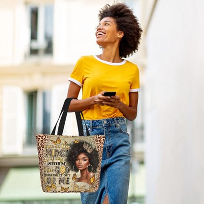 Bible Tote Bags for Women Christian Tote Bag Religious Church Bags for Women Organizer Christian Gift With Zipper - color: African American