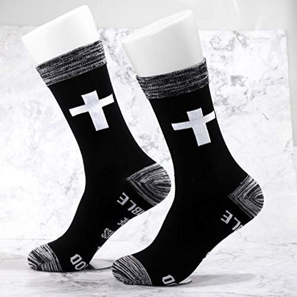 JXGZSO Motivational Christian Socks Cross Inspirational Gift With God All Things Are Possible Religious Gift