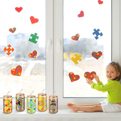 SiliFine Autism Teacher Appreciation Gifts, 6 Pcs Glass Cups with Lids - style: Autism