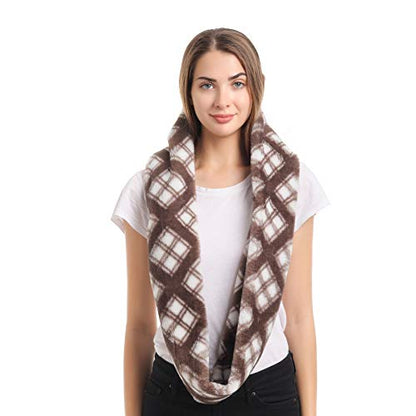 LA CARRIE Womens Leopard Print Infinity Scarf Loop Circle Neck Warmer - color: Dark Grey Plaid