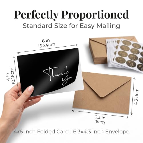 100 Pack Thank You Cards with Envelopes & Stickers - Thank You Notes - color: Black