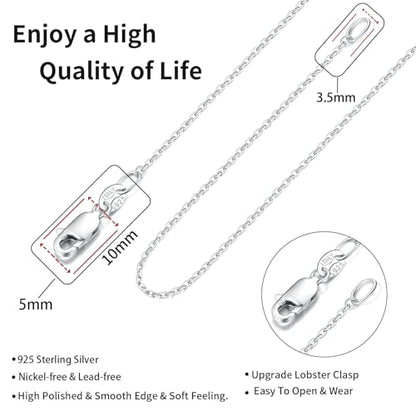 Jewlpire 18k Gold Plated 925 Sterling Silver Chain Necklace for Women, 1.1mm Cable Chains Necklace Thin & Dainty & Sturdy Women's Chain Necklaces, 14/16/17/18/20/22/24 Inches - color: Silver, size: 22 Inch
