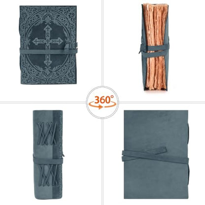 LEATHER VILLAGE Mens Prayer Journal Cross Embossed, Navy Blue 13x8. - color: Blue, size: 13 inches X 8 inches