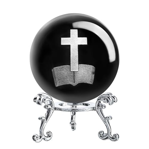 ZEERSHEE 3D Laser Cross Crystal Ball Christian Gift Religious Home Decor - style: Holy Bible