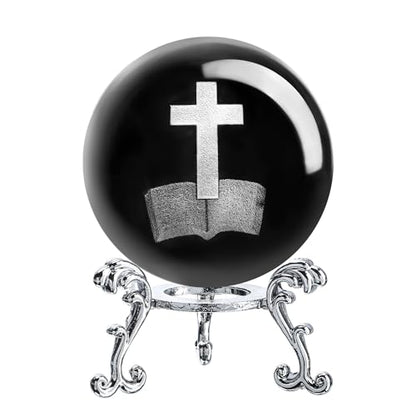 ZEERSHEE 3D Laser Cross Crystal Ball Christian Gift Religious Home Decor - style: Holy Bible