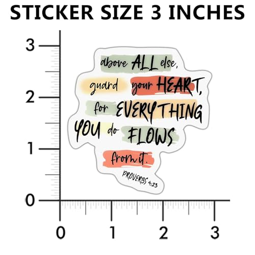 (6 PCS) Proverbs 4 23 Above All Else Guard Your Heart Christian, Bible Verse Sticker Waterproof Vinyl Decal Size 3"