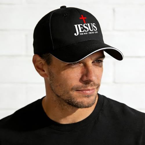 Jesus Baseball Cap for Men and Women Adjustable Christian Trucker Hat Fashion Cross Golf Hat - color: Jesus the Way Truth Life Cross