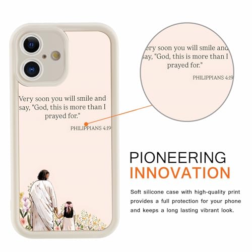 for iPhone 16 6.1'' Cute Jesus Girl Phone Case - color: White- Jesus Prayed For, size: iPhone 16