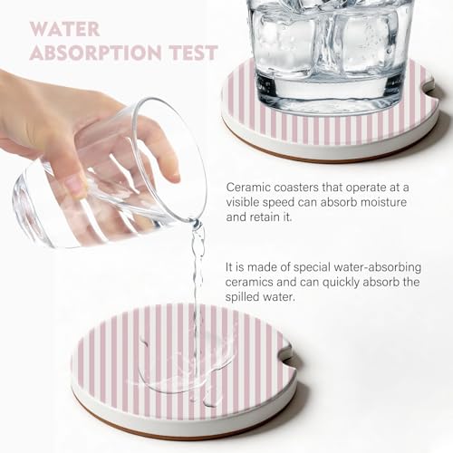 2 Pack Car Coasters for Cup Holders, Cute Car Accessories Interior - color: Pink Stripes