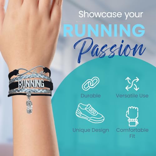 Infinity Collection Running Gifts- Runner Bracelet, Jewelry, Adjustable Charm Bracelet- Perfect Cross Country, Track, Marathon Gifts … - color: Running