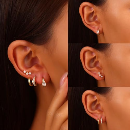 18K Gold Plated Hoop Earrings for Women, NICKEL-FREE & HYPOALLERGENIC, Timeless Jewelry Gift - color: Gold-C