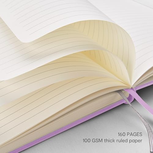 &And Per Se Lined Journal and Pen Set, A5 Leather Hardcover Notebook with Pen & Stationary Set, 160 Pages 100GSM Thick Ruled Paper Journal for Business Work Writing (Purple) - color: Purple