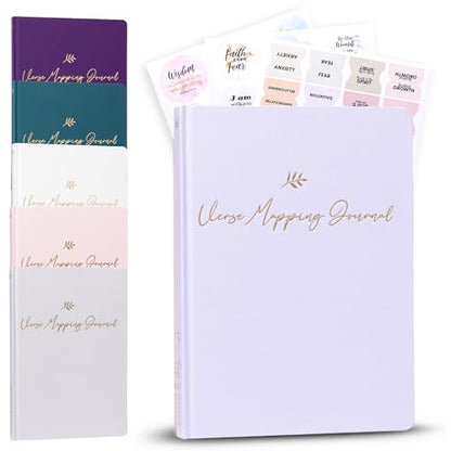Graceful By Design Linen Bible Verse Mapping Journal - Premium Bible Study Journaling Kit - Christian Gift for Mother's Day (Lavender) - color: Lavender