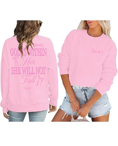 Christian Sweatshirts for Women Faith Bible Verse Religious Shirts - color: Pink, size: X-Large