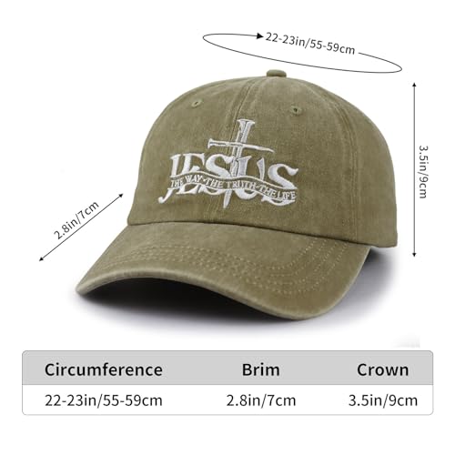 Christian Jesus Hat for Men Women, Adjustable Cotton Embroidered The Way The Truth The Life Baseball Cap - color: Natural