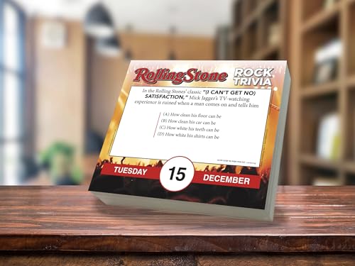 Rolling Stone Rock Trivia 2026 Daily Desk Calendar: Boxed Page-a-Day Music Quiz Calendar with Day-to-Day Rock History, Legends & Iconic Moments - color: Rolling Stone Rock Trivia