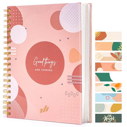 300-Page Hard Cover Notebook with Affirmations - B5 Spiral Bound - color: Good Things