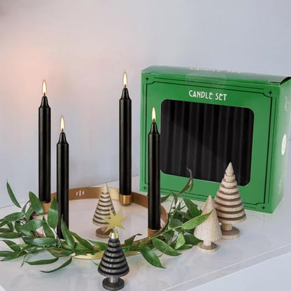 4 Inch, 40 Pack, Unscented, Dripless Taper Candles, Black, Smokeless Candles for Holidays, Wedding Ceremonies, Parties, Shabbat, 1.5 Hours - color: 4"40pcs-Black