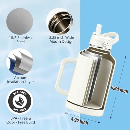 Golf Gifts for Men Golfer 64 oz Water Bottle Insulated with Straw and Handle, Fathers Day Golf Gift for Dad Gift from Daughter and Son, Fathers Day Gift for Golfer Men Grandpa Papa Daddy Husband - color: Golf