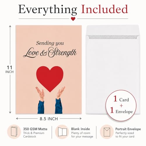Andaz Press Jumbo Sympathy Card with Envelope, Sorry For Your Loss Card, Sending You Love & Strength, Loss Of Pets, Condolences Card with Big Blank Space to Send to Friends, Family, 8.5" x 11", 1-Pack - color: Sending You Love & Strength