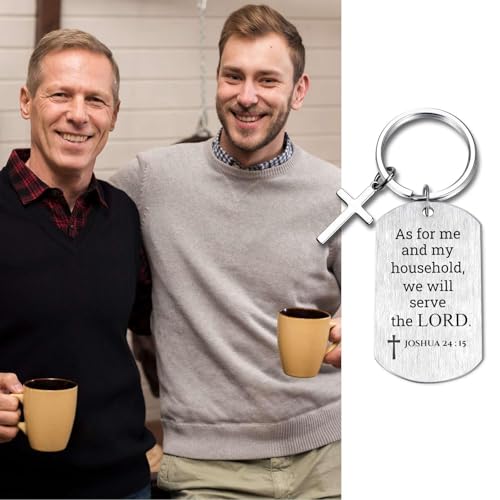 Inspirational Scripture Keychain with Cross - Bible Verse Matte Key Chain Religious Gift for Christian - style: Joshua 24:15