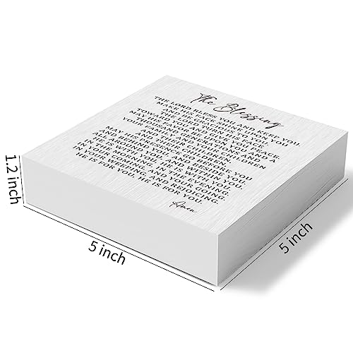 the Blessing Wooden Box Sign Decorative Christian Song Lyrics Scripture Art Wood Box Sign Home Decor Rustic Square Desk Decor Sign for Shelf 5 x 5 Inches