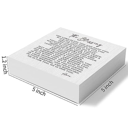 the Blessing Wooden Box Sign Decorative Christian Song Lyrics Scripture Art Wood Box Sign Home Decor Rustic Square Desk Decor Sign for Shelf 5 x 5 Inches