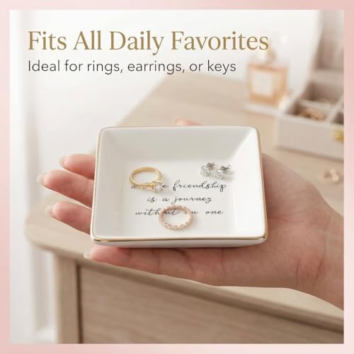 Simply Charmed Best Friend Gift for Women - Birthday Gift for Friend - Ceramic Ring Dish for Her Jewelry - Trinket Tray or Dish - style: True Friend