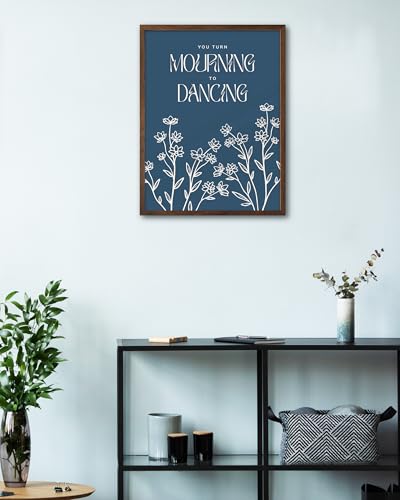 EcoHest 12x16 in Psalm 30:11 Mourning to Dancing Floral Christian Wall Art - color: Walnut Framed Dancing, size: 16"L x 12"W