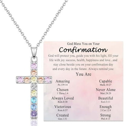 Cross Necklace for Little Girls Catholic Christian Religious Gifts - color: Confirmation