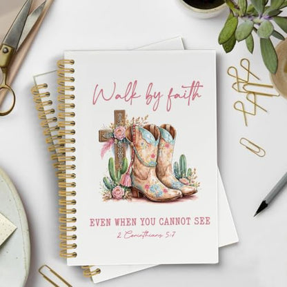 YLZlhb Christian Cross Western Cowgirl Spiral Notebook Journal 5.5x8.3 Inch - color: boots2