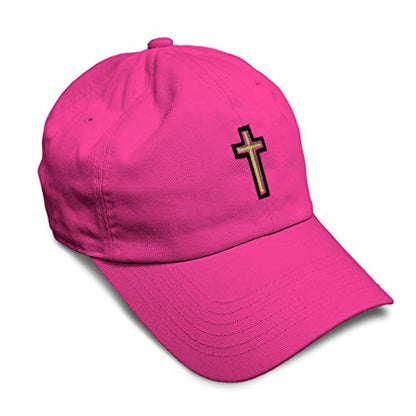 Soft Baseball Hat Embroidered Dad Hat Chaplain Cross Jesus God Christian Faith Men & Ladies Baseball Cap - color: Hot Pink Design Only