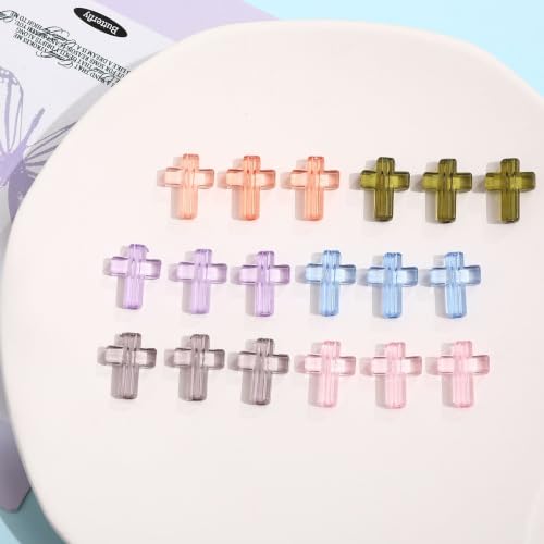 100Pcs Clear Cross Beads for Bracelet Acrylic Spacer Jewelry Making 16mm - color: Transparency