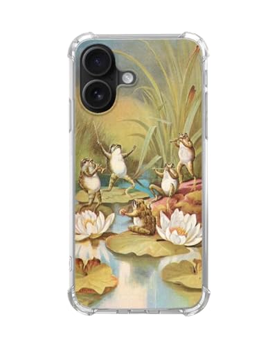 Hippie Singing Frogs Lotus Case for iPhone 17, Frogs Concert Party Cover, Cute TPU Clear Bumper Phone Case Cover - color: Singing Frogs