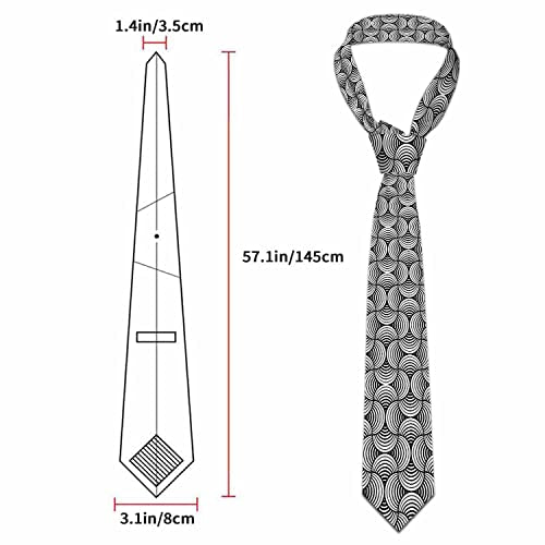 Black Dots Men's Neckties Retro Classic Circle Geometry Men's Tie for Mens Teens Business Work Casual Wedding Party - color: Rounded Lines