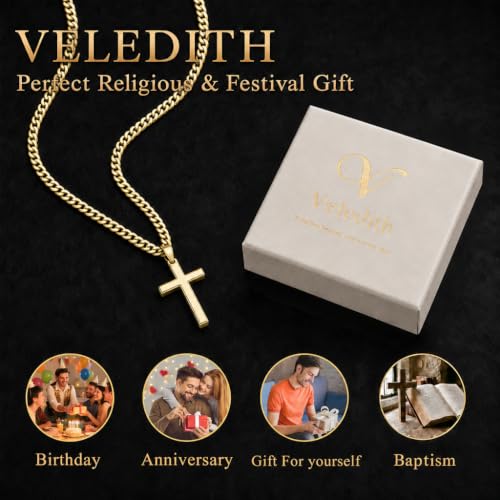 925 Sterling Silver Cross Necklaces for Mens Women CZ Beveled Edge - color: Classic small silver cross