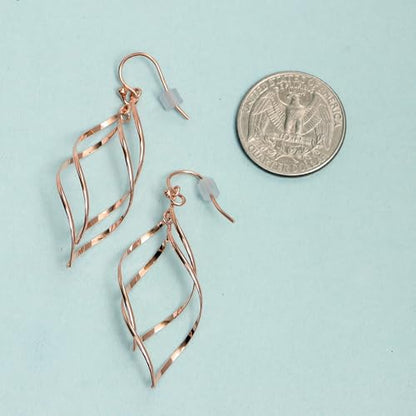 Charmsy 925 Sterling Silver Double Twisted Infinity Dangle Earrings for Women | Linear Marquise Large Loops Classic Infinity Drop Dangle Earrings - color: Twisted Rose Gold