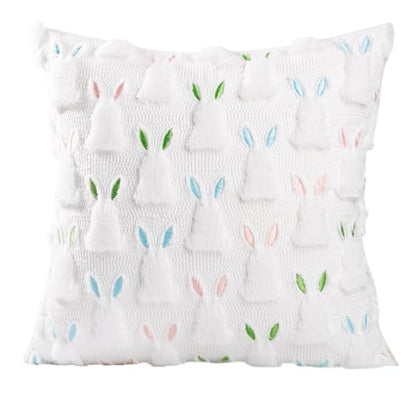 ALFEVA 18" x 18" Pillow Covers Set of 2, Easter Decorations Cute Soft Plush Bunny Throw Pillow, Spring Farmhouse Decorations for Home Sofa Couch Living Room Bedroom - size: 18" x 18" (Pack of 2)