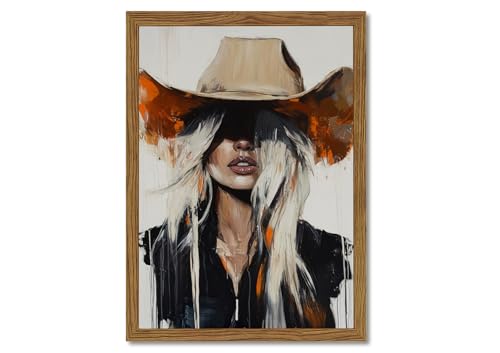 Western Cowgirl Wall Art Modern Cowboy Wall Decor Painting, Southwestern Country Canvas Prints Aesthetics for Living Room Bedroom Home Decoration 16x24 inch Wood Framed - color: Cowboy C, size: 24"L x 16"W