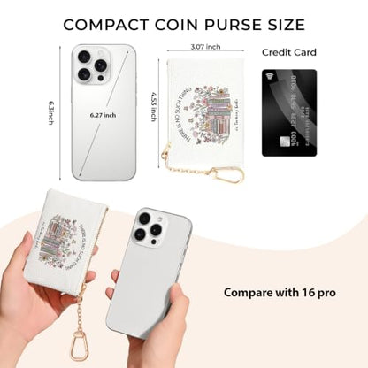 Book Floral Cute Keychain Coin Purse for Women Small Change Pouch - color: Books Floral