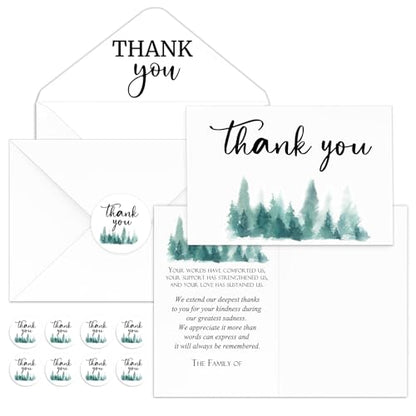 Marspark 25 Pack Funeral Thank You Cards Sympathy Envelopes, Tree - style: Tree